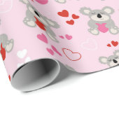 Koala Beren Valentijnsdag Rood Roze Harten Cadeaupapier (Rol Hoek)