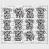 Koala Beren Verjaardag Cadeaupapier (Vlak)