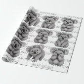 Koala Beren Verjaardag Cadeaupapier (Uitgerold)
