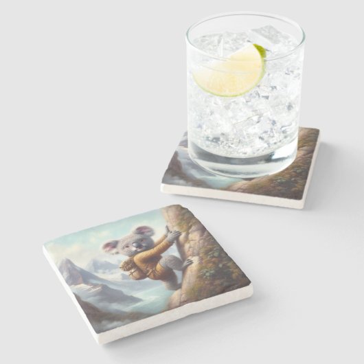 Koala bergbeklimmen stenen onderzetter (Zijkant)