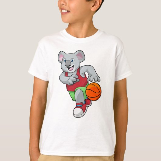 Koala bij Basketbalsporten T-shirt (Voorkant)
