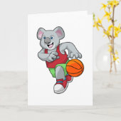 Koala bij basketsport kaart (Gele Bloem)