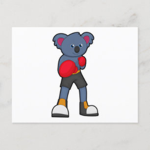 Koala bij boksen met boks handschoenen briefkaart