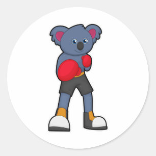 Koala bij Boxing met Boxing-handschoenen Ronde Sticker