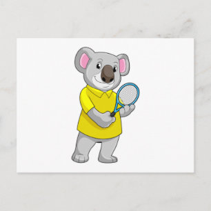 Koala bij tennis met tennisracket briefkaart