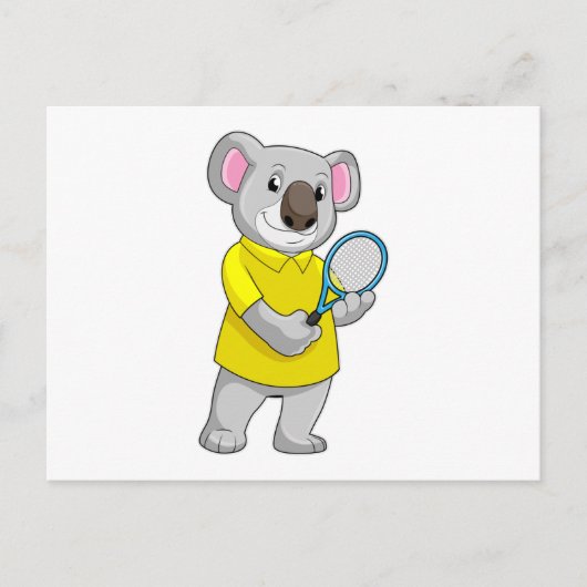 Koala bij tennis met tennisracket briefkaart (Voorkant)