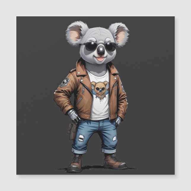Koala Biker Rebel in Leather Jacket Cool Style Art (Voorkant)