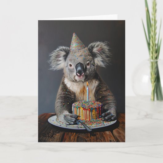Koala Birthday Bash Wenskaart Kaart (Voorkant)
