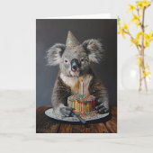 Koala Birthday Bash Wenskaart Kaart (Gele Bloem)