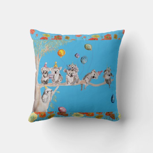 Koala Birthday Party Cute Koalas Childs Cushion Kussen (Achterkant)