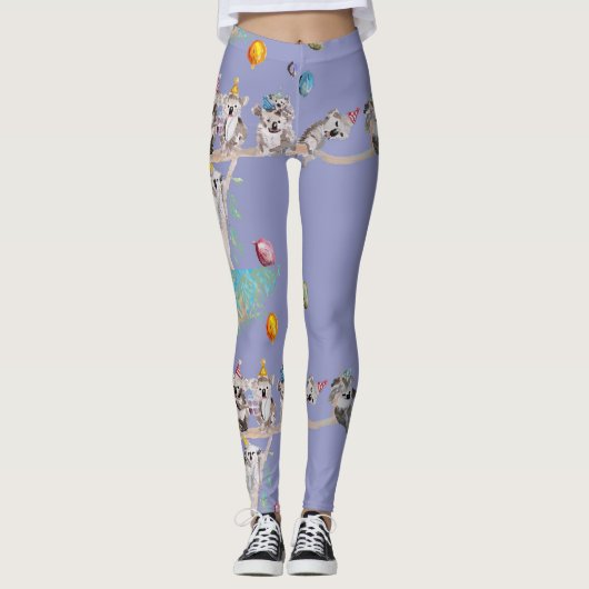 Koala Birthday Party koalas Paarse Leggings (Voorkant)