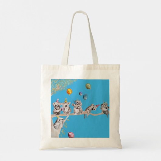 Koala Birthday Party Koalas schattig schilderontwe Tote Bag (Achterkant)