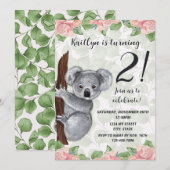 Koala Birthday Uitnodiging (Voorkant / Achterkant)