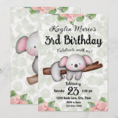 Koala Birthday Uitnodiging (Voorkant / Achterkant)