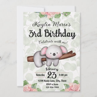 Koala Birthday Uitnodiging