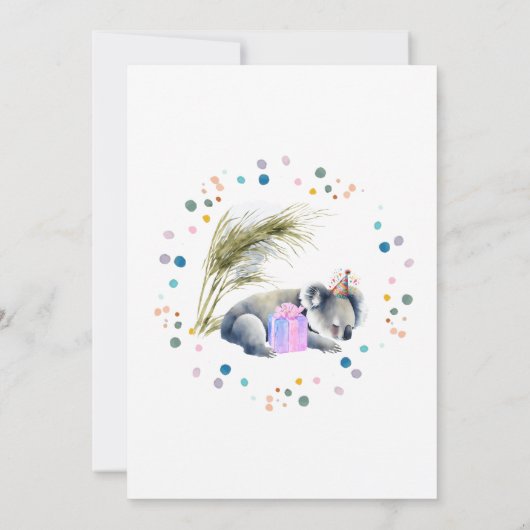 Koala Birthday Uitnodiging (Achterkant)