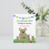 Koala Birthday Uitnodiging (Staand voorkant)