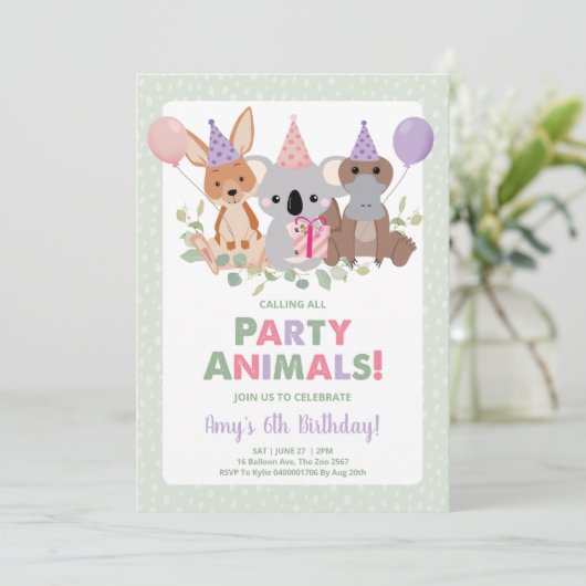 Koala Birthday Uitnodiging (Staand voorkant)