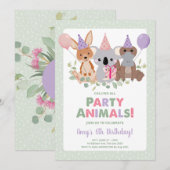 Koala Birthday Uitnodiging (Voorkant / Achterkant)