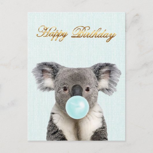 Koala Blaast Blauwe Bubble Gum Briefkaart (Voorkant)