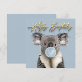 Koala Blaast Blauwe Kauwgom Bubbel Kaart (Voorkant / Achterkant)