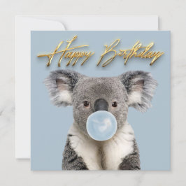 Koala Blaast Blauwe Kauwgom Bubbel Kaart