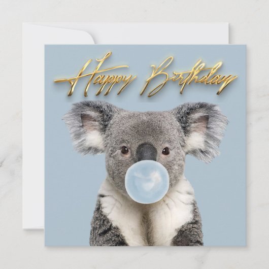 Koala Blaast Blauwe Kauwgom Bubbel Kaart (Voorkant)