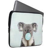 Koala Blaast Blauwe Kauwgom Bubbel Laptop Sleeve (Voorkant Rechts)