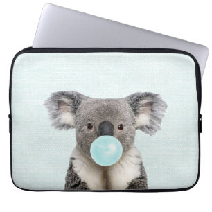Koala Blaast Blauwe Kauwgom Bubbel Laptop Sleeve