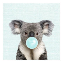 Koala Blaast een Blauwe Bubble Gum Poster