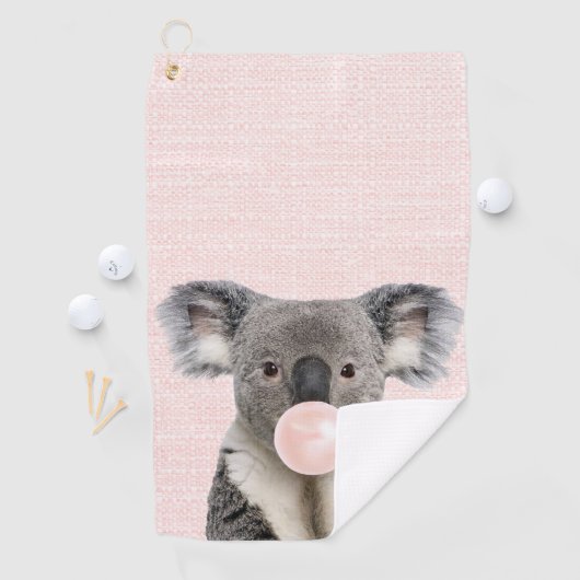 Koala Blaast Roze Kauwgom Golfhanddoek (Insitu)