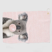 Koala Blaast Roze Kauwgom Golfhanddoek (Horizontaal)