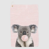 Koala Blaast Roze Kauwgom Golfhanddoek (Voorkant)