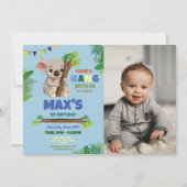 Koala Blauw Feest Verjaardag Leuke Foto Kaart (Voorkant)