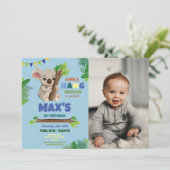 Koala Blauw Feest Verjaardag Leuke Foto Kaart (Staand voorkant)