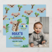 Koala Blauw Feest Verjaardag Leuke Foto Kaart (Voorkant / Achterkant)