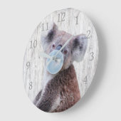 Koala Blazen Blauw Bubble Gum Hout Textuur Grote Klok (Hoek)