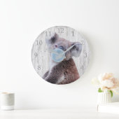 Koala Blazen Blauw Bubble Gum Hout Textuur Grote Klok (Huis)