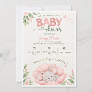 Koala bloem baby shower uitnodiging