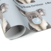 Koala Blowing een Blue Bubble gum Kerstmis Groet Cadeaupapier (Rol Hoek)