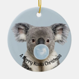Koala Blowing een Blue Bubble gum Kerstmis Groet Keramisch Ornament