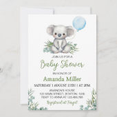 Koala Blue Balloon Baby shower Kaart (Voorkant)