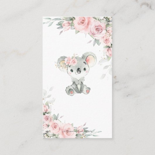 Koala Blush Bloemen Groen Baby Luier Raffle Informatiekaartje (Achterkant)