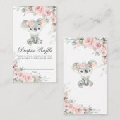 Koala Blush Bloemen Groen Baby Luier Raffle Informatiekaartje (Voorkant / Achterkant)