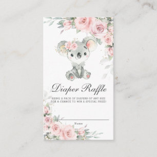 Koala Blush Bloemen Groen Baby Luier Raffle Informatiekaartje