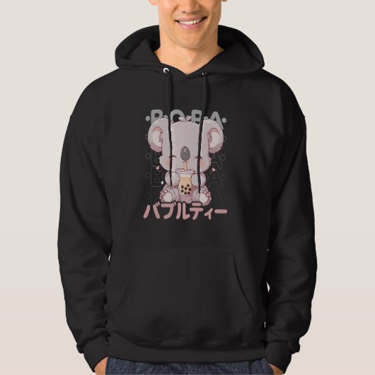Koala Boba Tea Kawaii Bubble Tea Koala Anime Neko Hoodie (Voorkant)