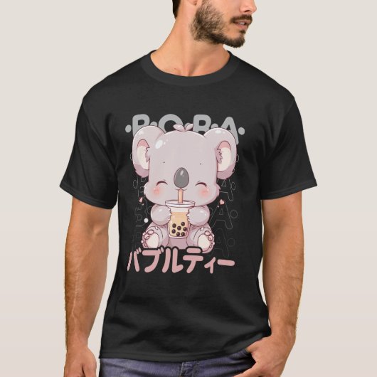 Koala Boba Tea Kawaii Bubble Tea Koala Anime Neko  T-shirt (Voorkant)