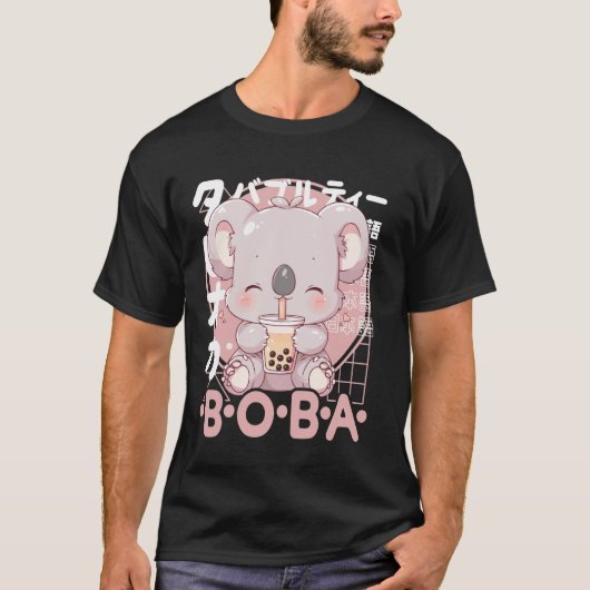 Koala Boba Tea Kawaii Bubble Tea Koala Anime Neko  T-shirt (Voorkant)