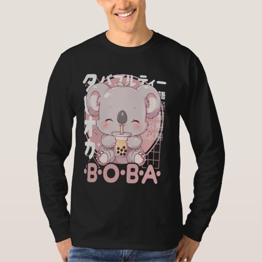 Koala Boba Tea Kawaii Bubble Tea Koala Anime Neko  T-shirt (Voorkant)