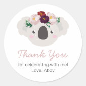 Koala Boho Bloemen Ronde Sticker (Voorkant)